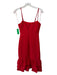 Likely Size 0 Red Polyester Blend Spaghetti Strap Back Zip Ruffle Hem Dress Red / 0