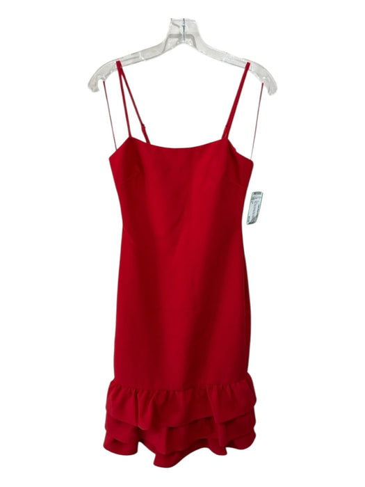 Likely Size 0 Red Polyester Blend Spaghetti Strap Back Zip Ruffle Hem Dress Red / 0