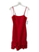 Likely Size 0 Red Polyester Blend Spaghetti Strap Back Zip Ruffle Hem Dress Red / 0
