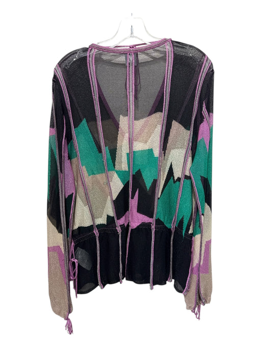 Missoni Size 48 Black, Green & purple Viscose Long Sleeve Geometric Shape Top Black, Green & purple / 48