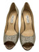 Jimmy Choo Shoe Size 41 Silver & Gold Leather Mesh Overlay Open Toe Wedge Pumps Silver & Gold / 41