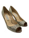 Jimmy Choo Shoe Size 41 Silver & Gold Leather Mesh Overlay Open Toe Wedge Pumps Silver & Gold / 41