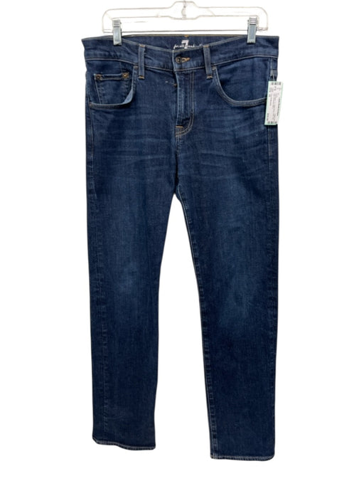 7 For All Mankind Size 32 Dark Wash Cotton Blend Solid Slim Jean Men's Pants Dark Wash / 32