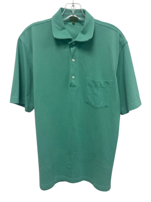 Sid Mashburn Size M Green Cotton Solid Polo Men's Short Sleeve Green / M