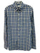Peter Millar Size M Green & White Synthetic Plaid Button Up Long Sleeve Shirt Green & White / M