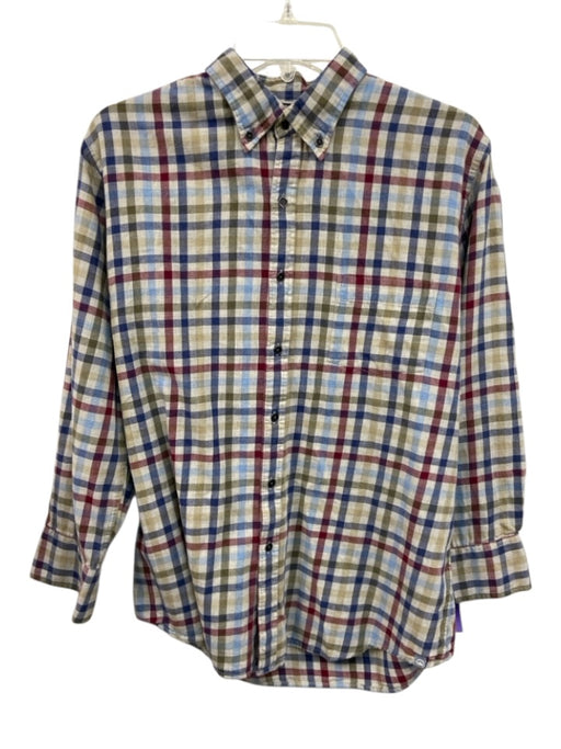 Peter Millar Size M Gray & Multi-Color Cotton Plaid Button Up Long Sleeve Shirt Gray & Multi-Color / M