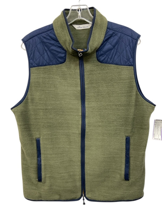 Peter Millar Size M Green & Blue Polyester Zip Up Men's Vest Green & Blue / M