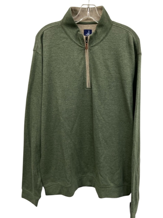 Johnnie O Size XL Green Cotton Blend Solid Quarter Zip Men's Long Sleeve Shirt Green / XL