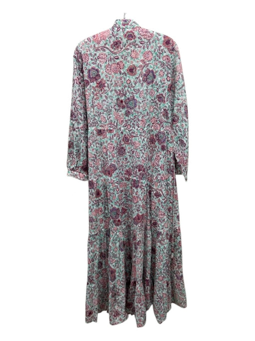 Poupette St. Barth Size M Green, White, Pink Cotton Floral Button Maxi Dress Green, White, Pink / M