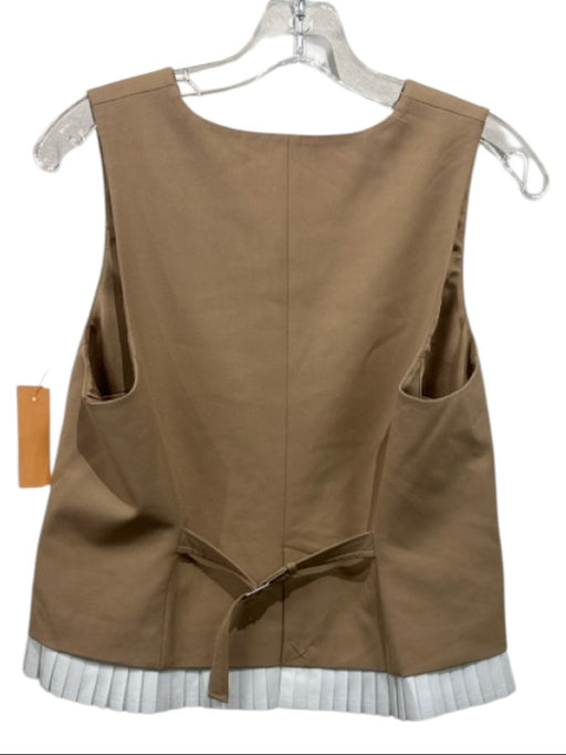 Simkhai Size 8 Camel Brown & White Polyester & Viscose Sleeveless Buttons Top Camel Brown & White / 8