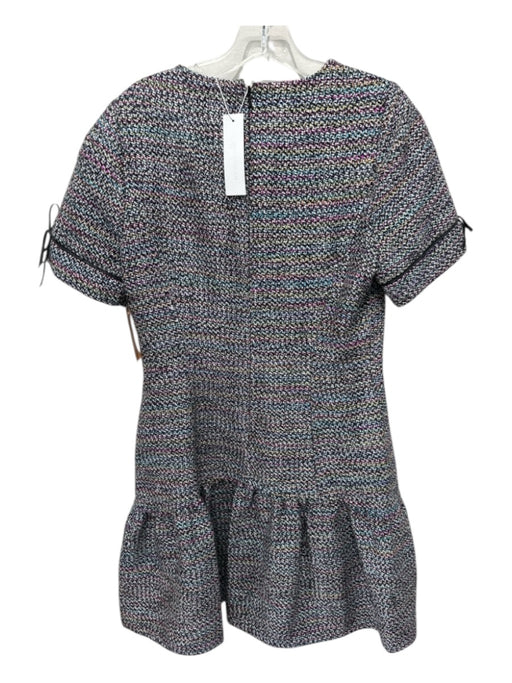 Shoshanna Size 8 White, Black & Multi Acrylic Blend Short Sleeve Knit Dress White, Black & Multi / 8