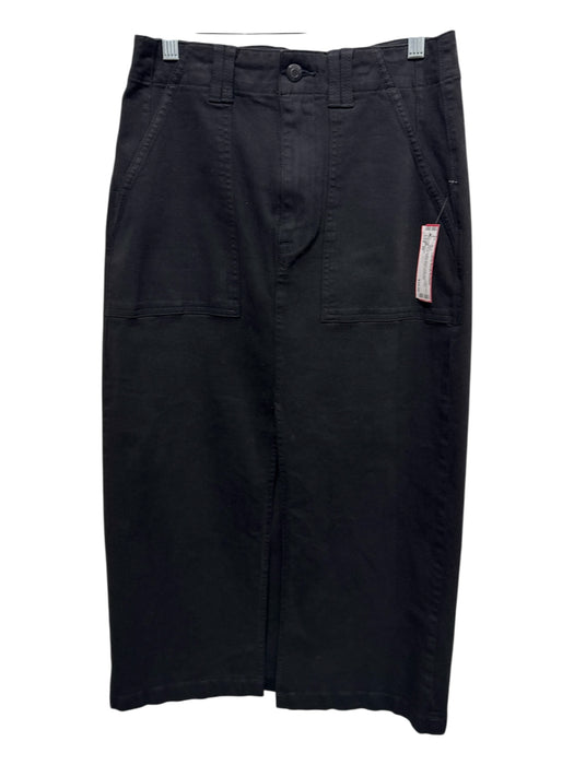 Pistola Size 26 Black Cotton Blend Twill pleat front Pencil Below knee Skirt Black / 26