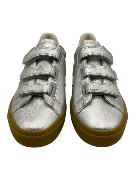 Veja Shoe Size 8 silver, cream, tan Leather Upper Velcro Straps Low Top Sneakers silver, cream, tan / 8