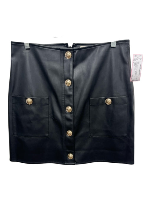 L'agence Size 8 Black Polyurethane Front Pockets Goldtone Hardware Mini Skirt Black / 8