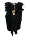 Anne Fontaine Size 3 Black Cotton Hook & Eye Sleeveless Feather Trim Top Black / 3