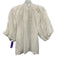 Frame Size M White Ramie Button Front Crochet Lace Tie Detail Puff Sleeve Top White / M