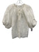 Frame Size M White Ramie Button Front Crochet Lace Tie Detail Puff Sleeve Top White / M