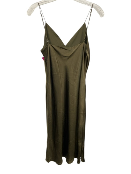 Cami NYC Size M Olive Green Silk Satin Spaghetti Strap V Neck Slip Dress Olive Green / M
