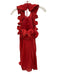 AMUR Size 2 Red Polyester Halter Neck Accordion Pleat Swirl Open Back Dress Red / 2