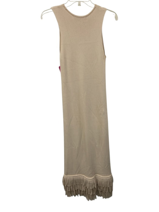 Simon Miller Size S Cream Beige Viscose Blend Ribbed Knit Sleeveless Dress Cream Beige / S