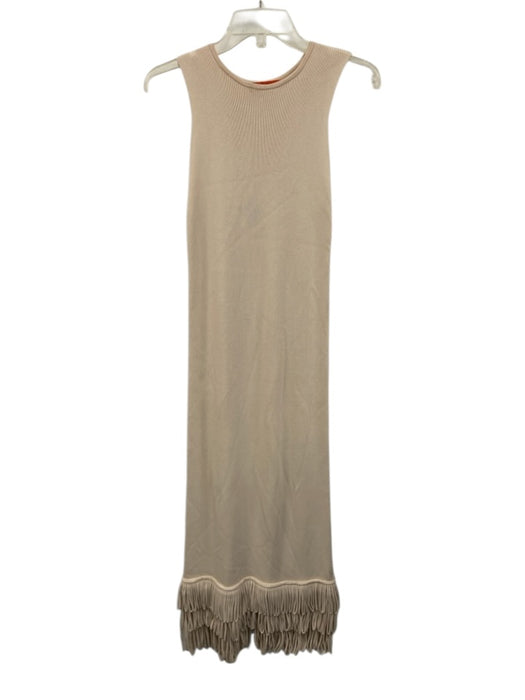 Simon Miller Size S Cream Beige Viscose Blend Ribbed Knit Sleeveless Dress Cream Beige / S