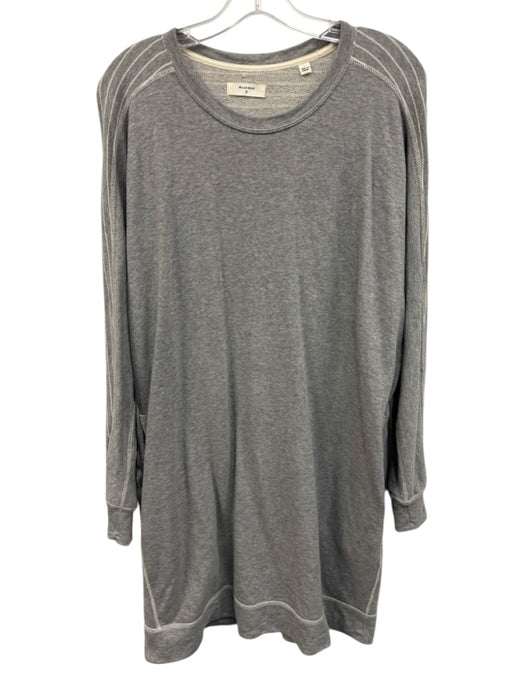 Billy Reid Size S Gray Cotton Sweater Dress Long Sleeve Heathered Stripe Dress Gray / S