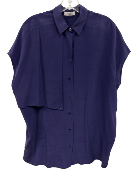 Equipment Femme Size S Purple Cap Sleeve Button Up Collar flap Top Purple / S