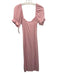 FP Beach Size XS Pink Poly Blend Puff Sleeves Ribbed Midi Dress Pink / XS