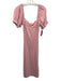 FP Beach Size XS Pink Poly Blend Puff Sleeves Ribbed Midi Dress Pink / XS