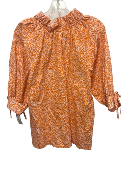 Sofia Size S Orange Cotton Blend floral print V Neck Top Orange / S