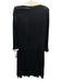 Albert Nipon Black & Cream Satin Button Detail Pleated Dress Black & Cream