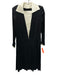 Albert Nipon Black & Cream Satin Button Detail Pleated Dress Black & Cream
