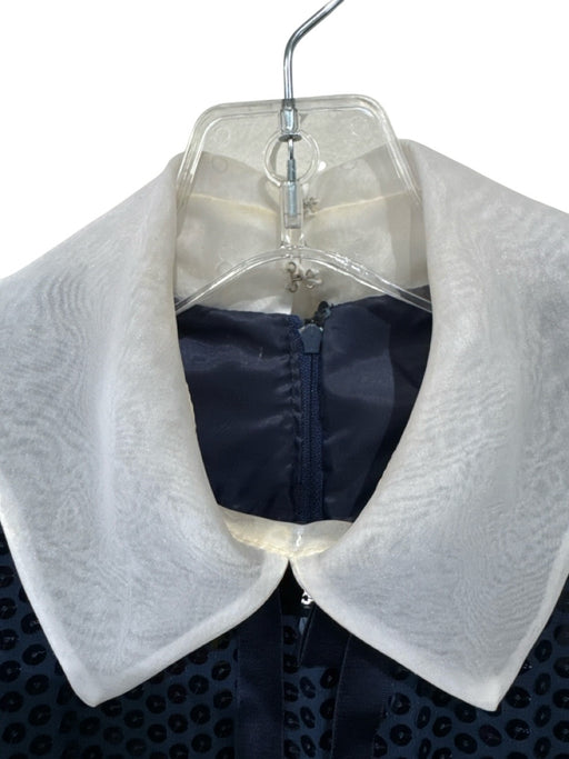 Victor Costa Size S/M Blue & White Sequined Collared Dress Blue & White / S/M