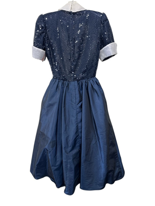 Victor Costa Size S/M Blue & White Sequined Collared Dress Blue & White / S/M
