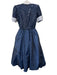 Victor Costa Size S/M Blue & White Sequined Collared Dress Blue & White / S/M