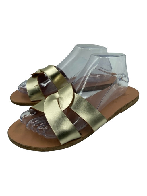 Ancient Greek Sandals Shoe Size 40 Gold & Beige Leather Open Toe & Heel Sandals Gold & Beige / 40