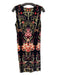 Roberto Cavalli Size 46 Black & Multi Viscose Round Neck Sleeveless Dress Black & Multi / 46