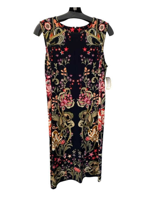 Roberto Cavalli Size 46 Black & Multi Viscose Round Neck Sleeveless Dress Black & Multi / 46