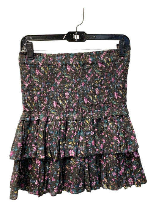 Isabel Etoile Marant Size 40 Black & Multi Cotton Stretch Waist Floral Skirt Black & Multi / 40