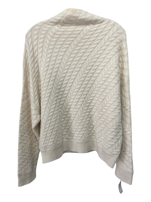 Loulou Studio Size M Cream Cashmere Turtle Neck Cable Knit Diagonal Sweater Cream / M