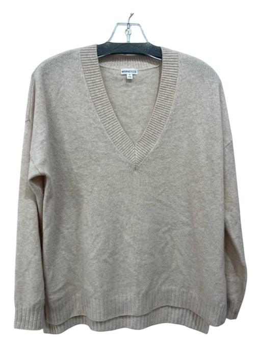 Minnie Rose Size M Beige Cashmere Heathered V Neck Long Sleeve Sweater Beige / M