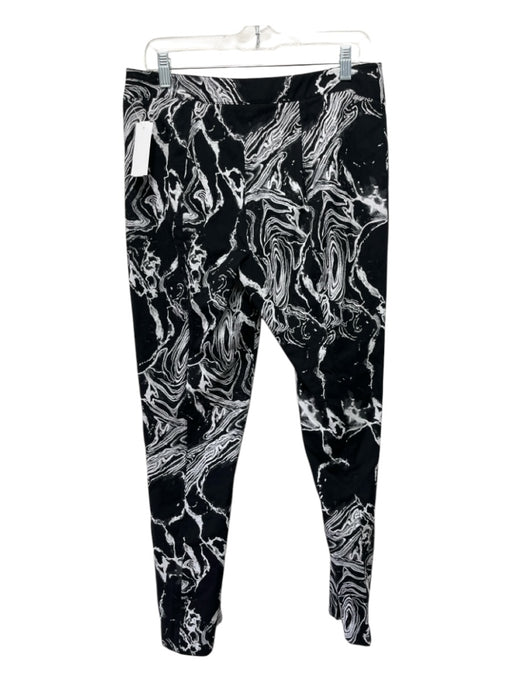 Hilton Hollis Size 8 Black & White Polyester Side Zip Mid Rise Slim Pants Black & White / 8