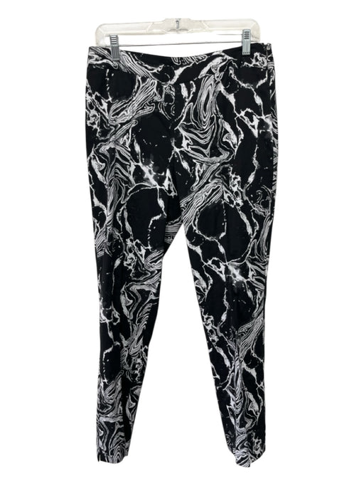 Hilton Hollis Size 8 Black & White Polyester Side Zip Mid Rise Slim Pants Black & White / 8