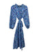 Sara Campbell Size M Blue, Aqua & Multi Cotton 3/4 Sleeve Floral V Neck Dress Blue, Aqua & Multi / M