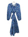 Sara Campbell Size M Blue, Aqua & Multi Cotton 3/4 Sleeve Floral V Neck Dress Blue, Aqua & Multi / M