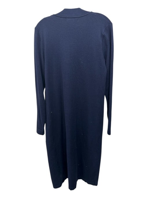 Magaschoni Size M Navy Rayon Blend Open Front Long Sleeve Pockets Long Cardigan Navy / M