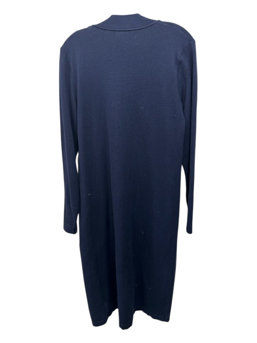 Magaschoni Size M Navy Rayon Blend Open Front Long Sleeve Pockets Long Cardigan Navy / M