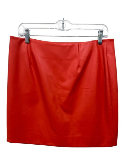 Lapointe Size 12 Orange Polyurethane Blend Faux Leather Snap Button Wrap Skirt Orange / 12