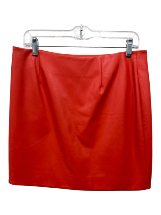 Lapointe Size 12 Orange Polyurethane Blend Faux Leather Snap Button Wrap Skirt Orange / 12