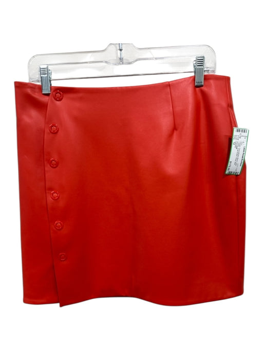 Lapointe Size 12 Orange Polyurethane Blend Faux Leather Snap Button Wrap Skirt Orange / 12
